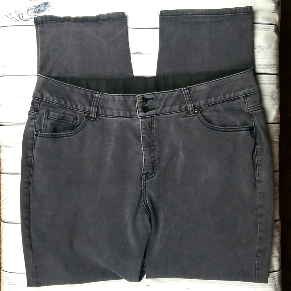 LANE BRYANT GREY WASHED SKINNY JEANS 22R